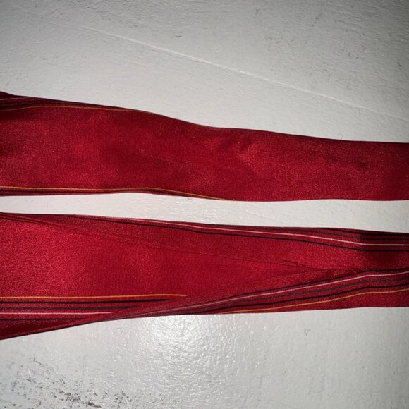 Vintage Vicky Davis Red All Silk Scarf  Skinny Narrow Neck Wrap, Hair Tie - Picture 4 of 9